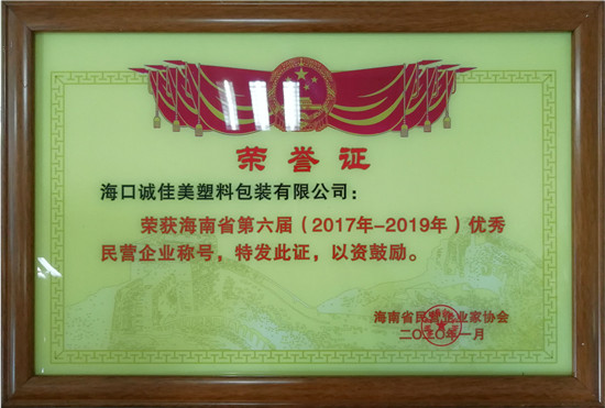 2017年-2019年優(yōu)秀民營(yíng)企業(yè)稱號(hào)